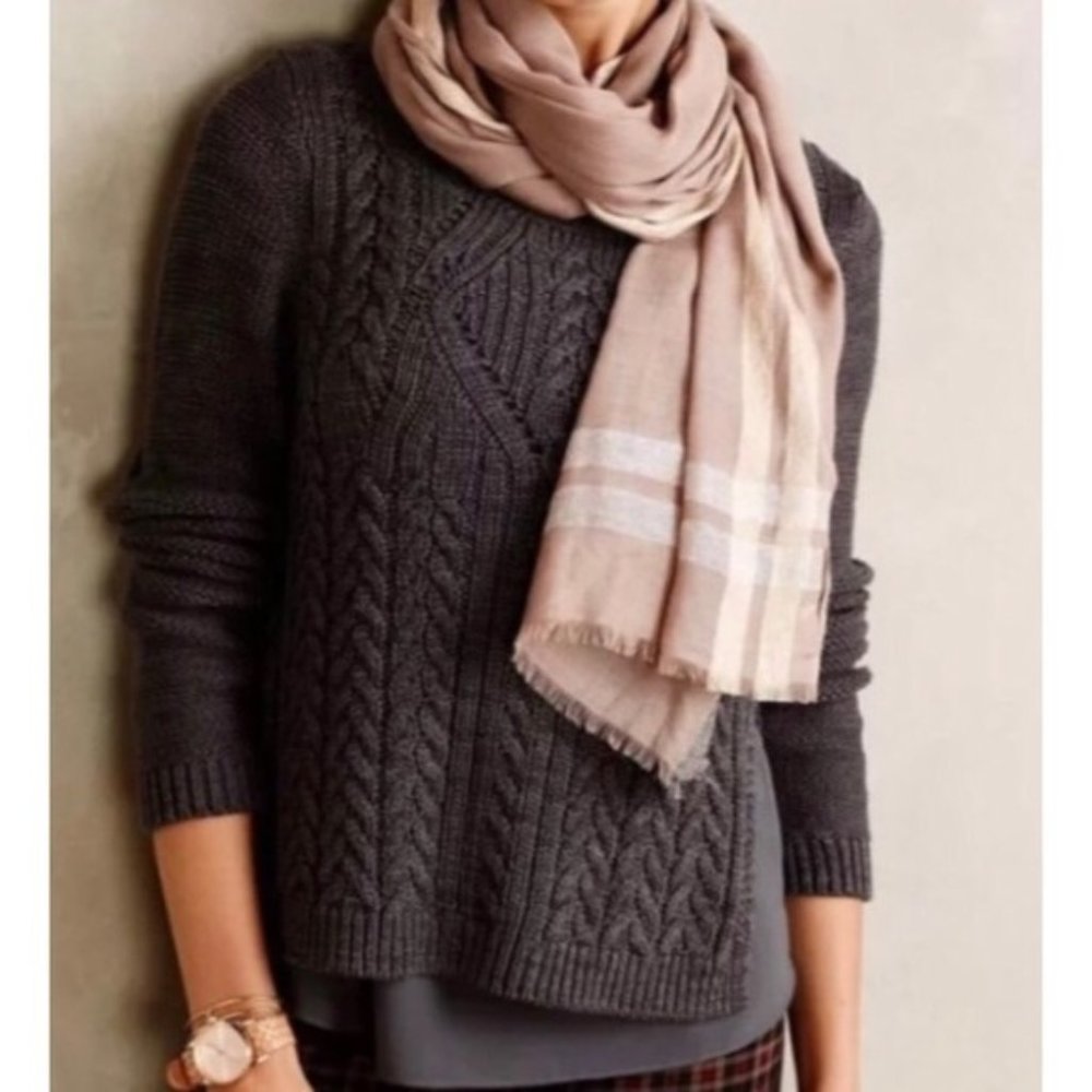 Anthropologie Moth Gray Ella Knit Layered Sweater